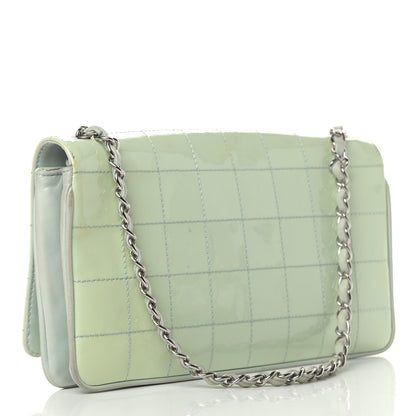 Chanel Patent Square Stitched CC Flap Clutch Green 2 of 5