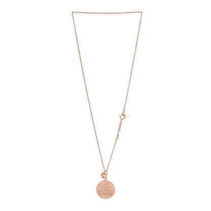 Hermes 18K Rose Gold Diamond MM Ex-Libris Pendant Necklace 3 of 6