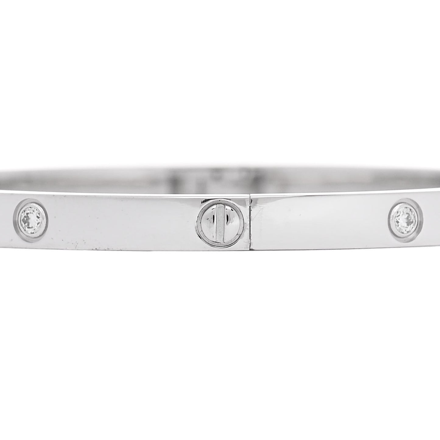 18K White Gold 6 Diamond Small LOVE Bracelet 15