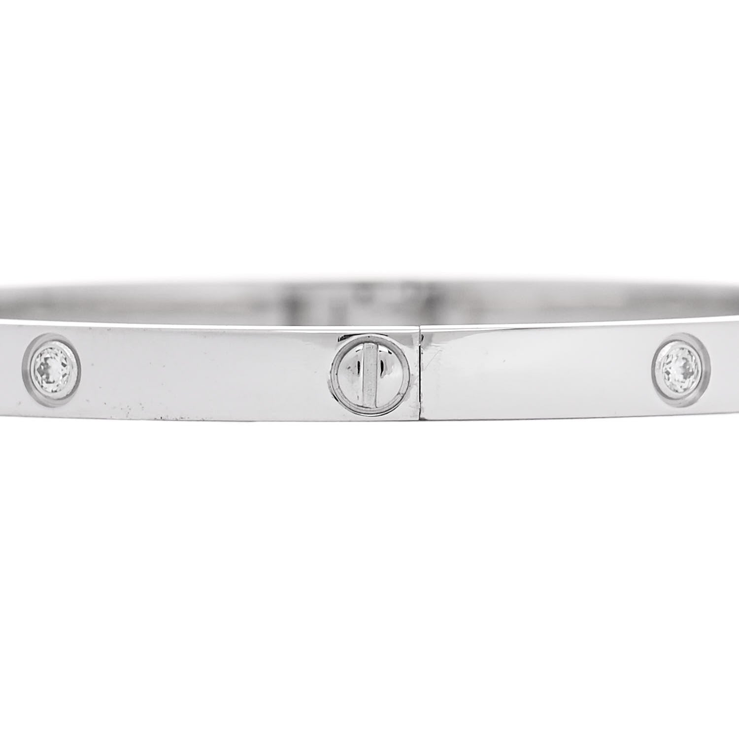 Cartier 18K White Gold 6 Diamond Small LOVE Bracelet 15 5 of 9