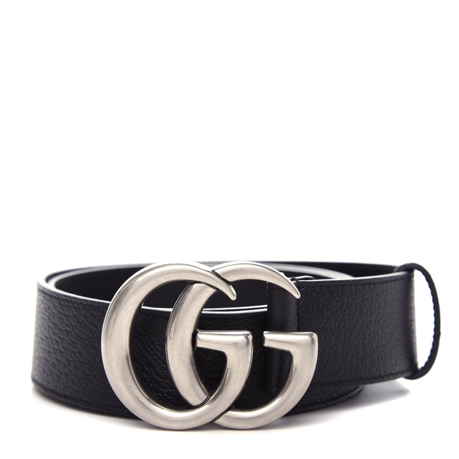 Gucci Textured Dollar Calfskin Nickel Double G 40mm Belt 90 36 Black 1 of 6