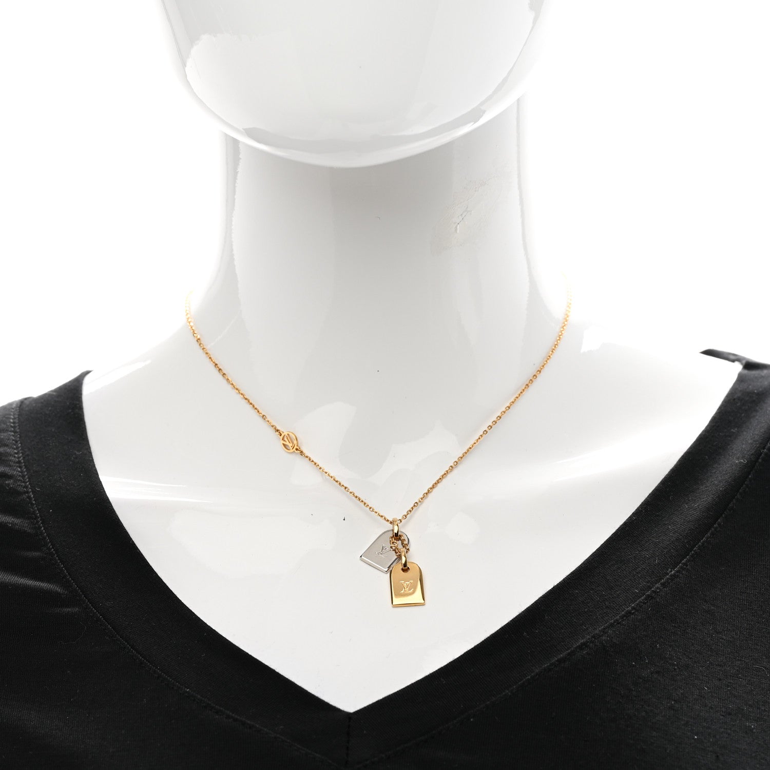 Louis Vuitton Nanogram Name Tag Necklace Gold 2 of 8
