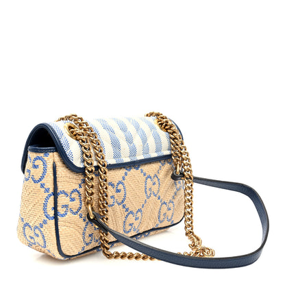 Gucci Raffia GG Monogram Matelasse Small GG Marmont Shoulder Bag Natural Royale Off White 3 of 9
