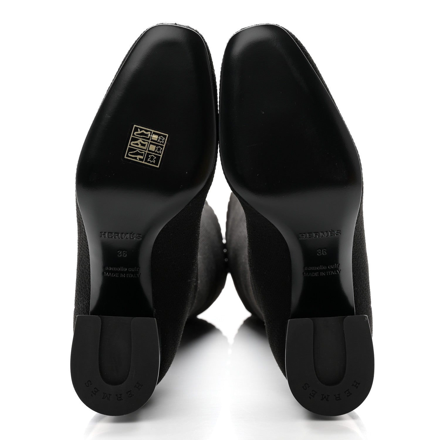 Hermes Knit Calfskin Fontaine 60 Boots 36 Black 5 of 14