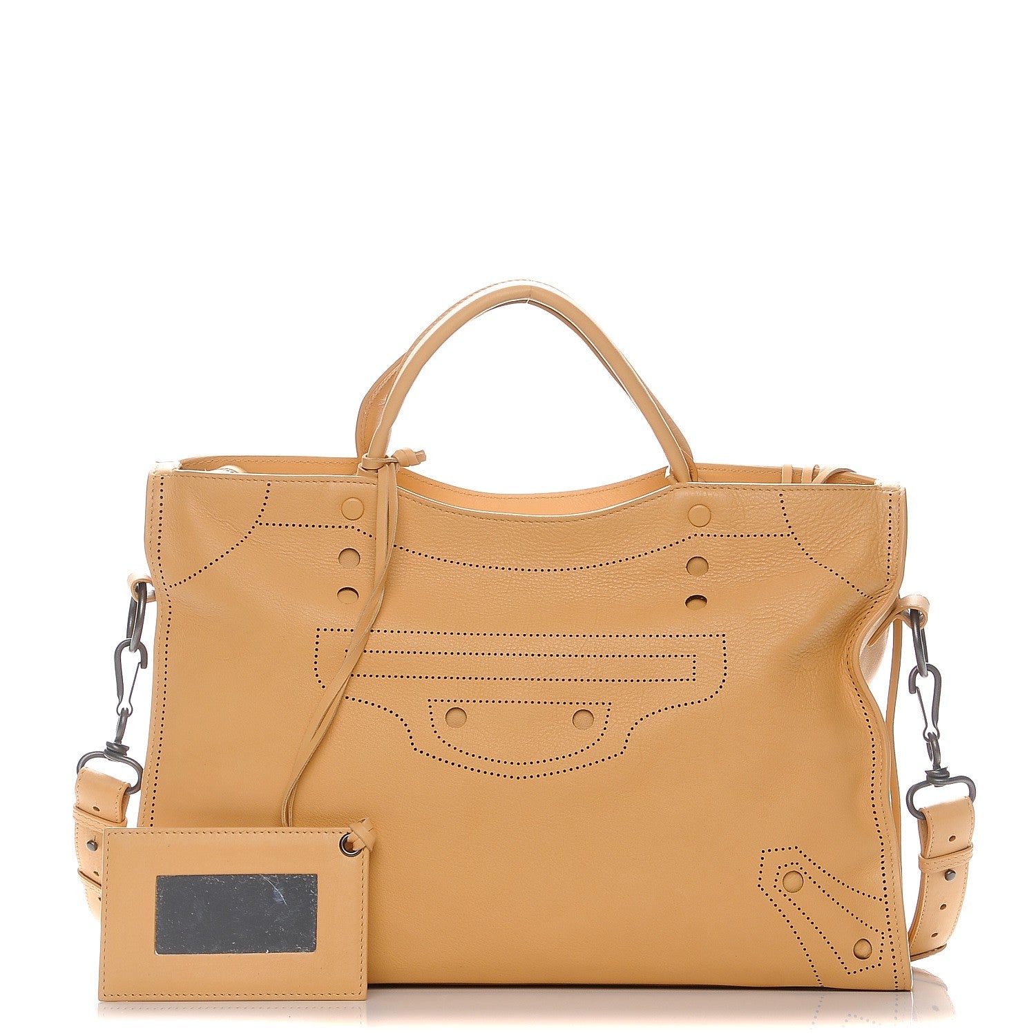 Balenciaga Calfskin Blackout Hardware Perforated City Beige Ocre 1 of 8