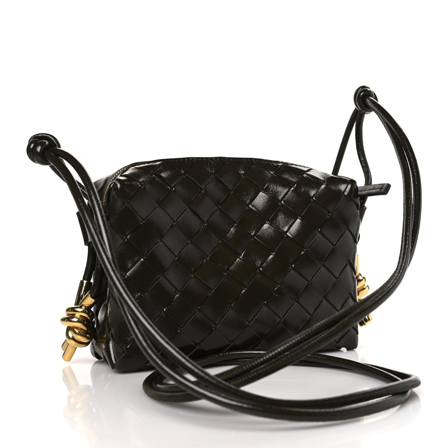 Bottega Veneta Polished Nappa Intrecciato Knot Mini Loop Camera Bag Kaki 3 of 8