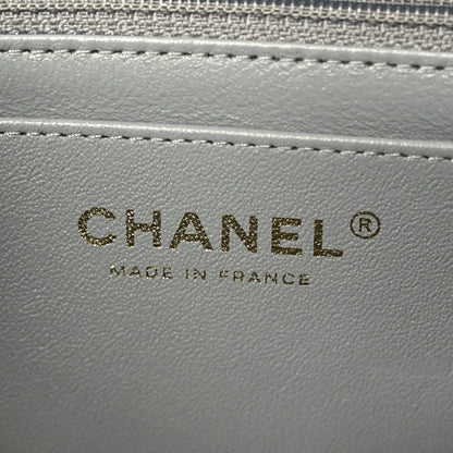 Chanel Lambskin Chevron Quilted Mini Rectangular Flap Grey 6 of 11