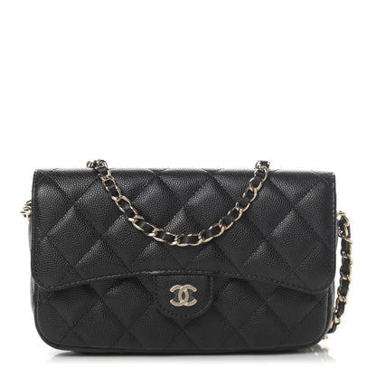 Chanel Caviar Quilted Flap Phone Holder With Chain Black 1 of 13