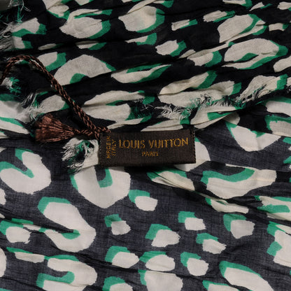 Louis Vuitton Cotton Leopard Pareo Scarf Blue Infini 6 of 7
