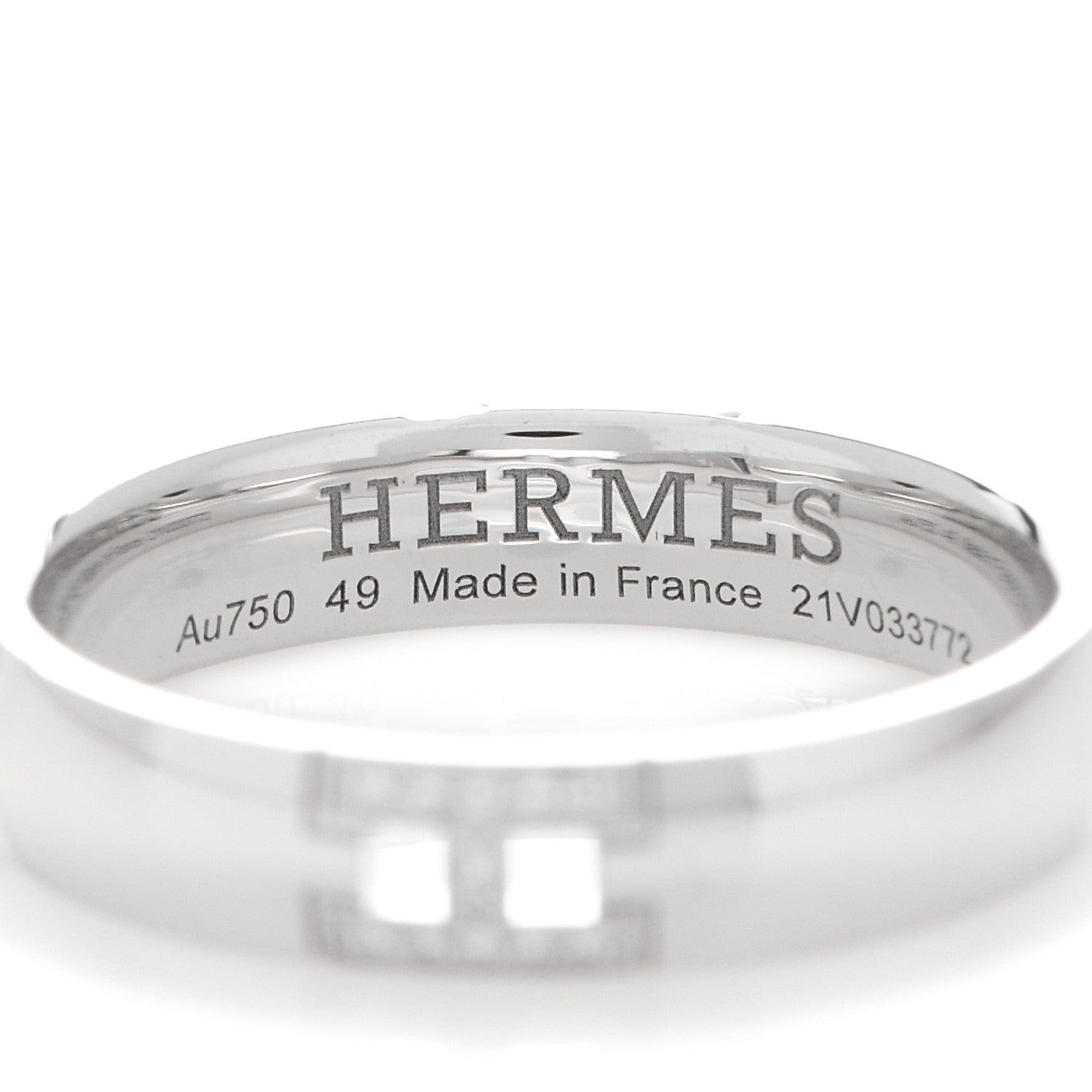 Hermes 18K White Gold Diamond Ever Herakles Wedding Band Ring 49 5 4 of 5