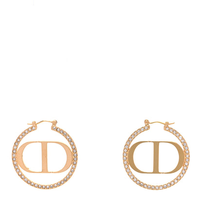 Christian Dior Crystal CD 30 Montaigne Hoop Earrings Gold 1 of 5