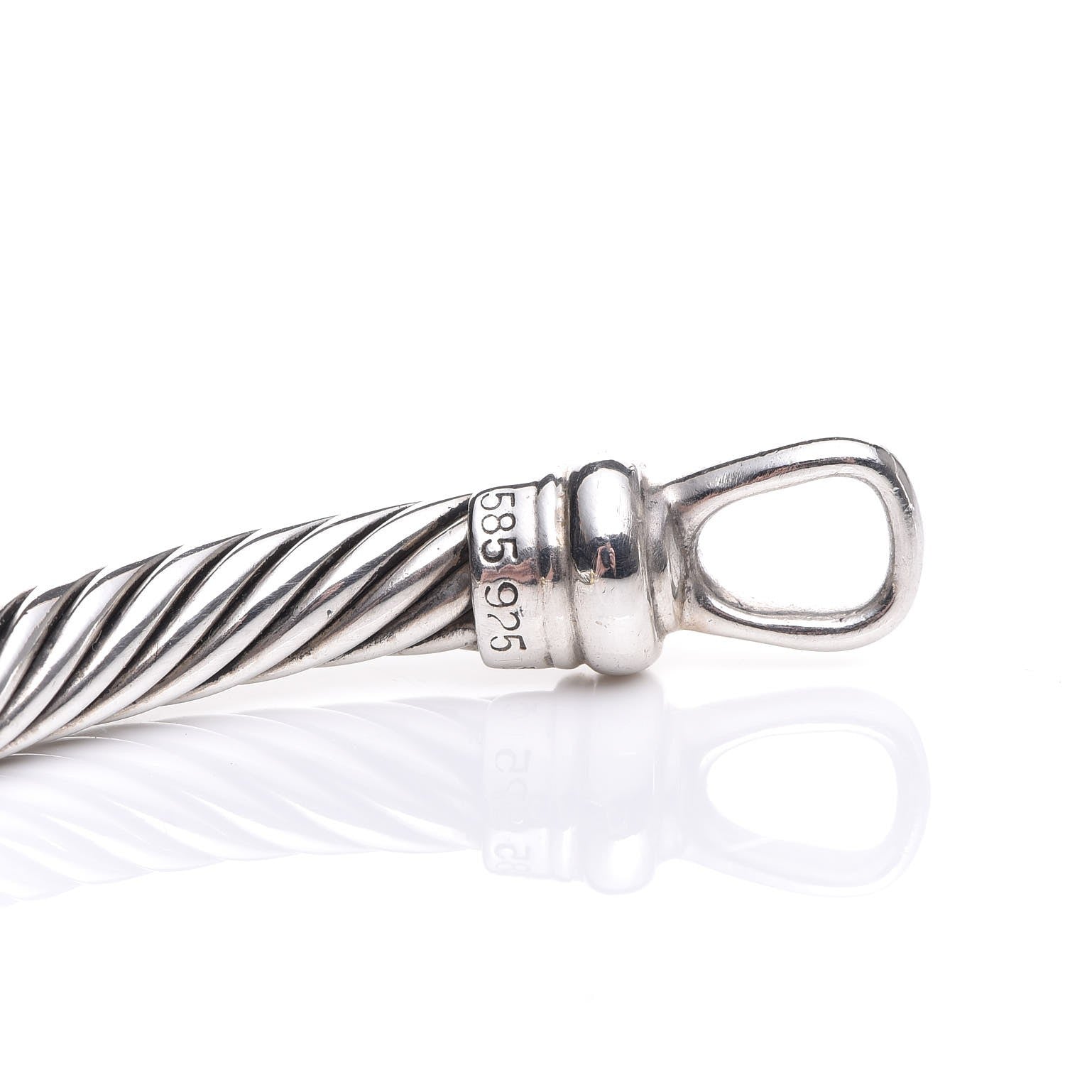 David Yurman Sterling Silver 14K Yellow Gold Diamond 5mm Metro Cable Bracelet 5 of 6