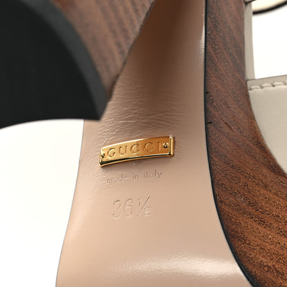 Gucci Cosmos Softy Calfskin Wooden Interlocking G Cut-Out 30/120mm Platform Sandals 36.5 Mystic White 7 of 9