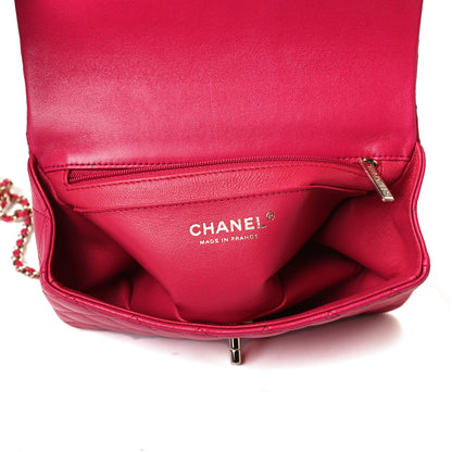 Chanel Lambskin Quilted Mini Top Handle Rectangular Flap Dark Pink 6 of 15