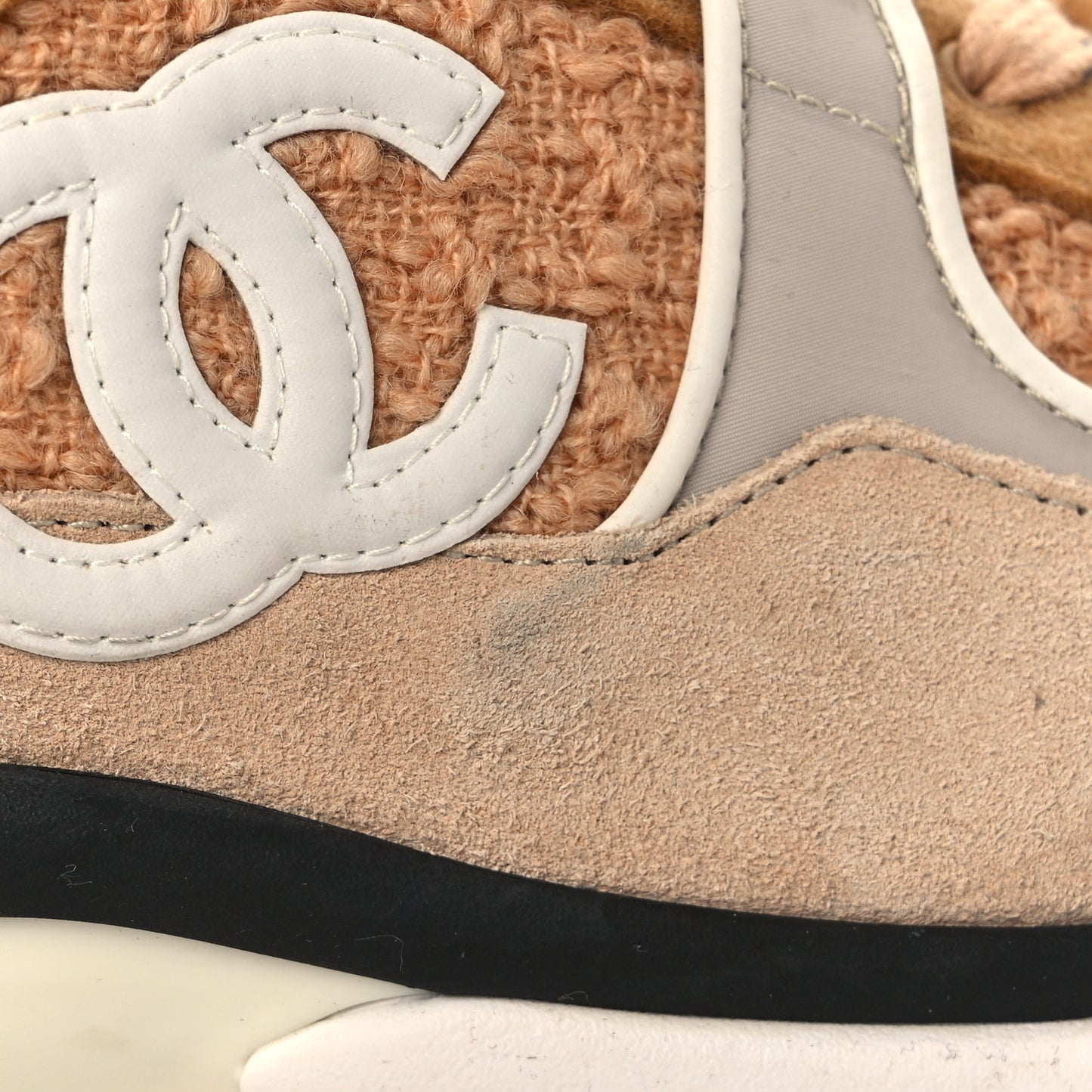 Suede Tweed Felt CC Sneakers 41 Beige