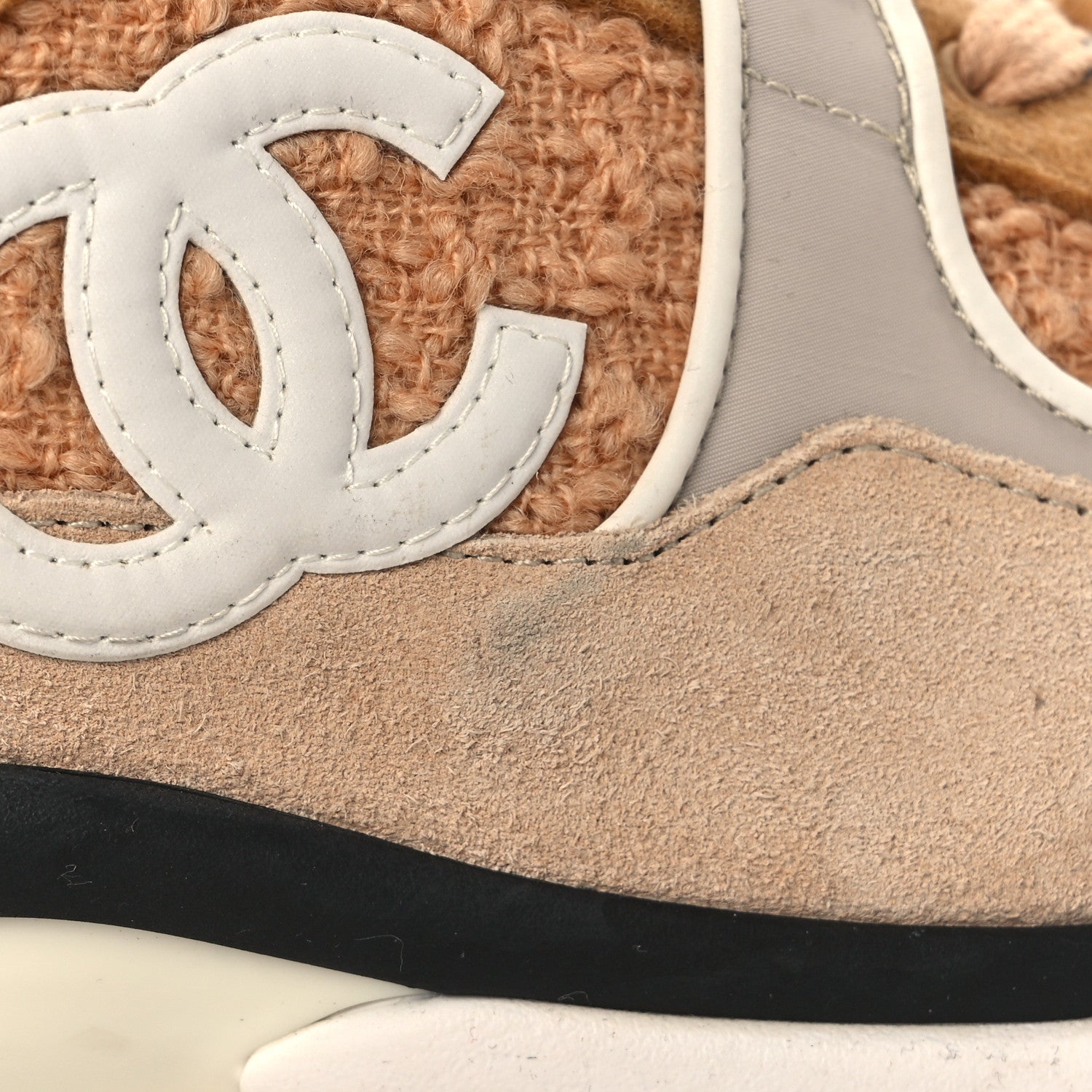 Chanel Suede Tweed Felt CC Sneakers 41 Beige 14 of 15