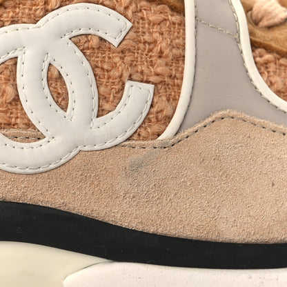 Chanel Suede Tweed Felt CC Sneakers 41 Beige 14 of 15