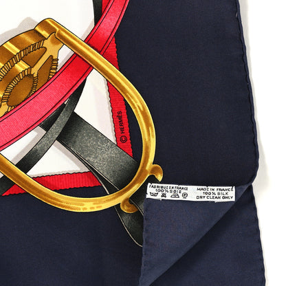 Hermes Silk Grand Manege Detail Scarf 90 Navy White 3 of 4