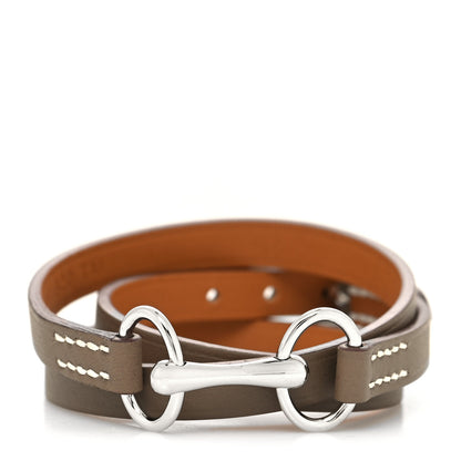 Hermes Swift Heritage Equestre Triple Tour Bracelet T2 Etoupe 1 of 5