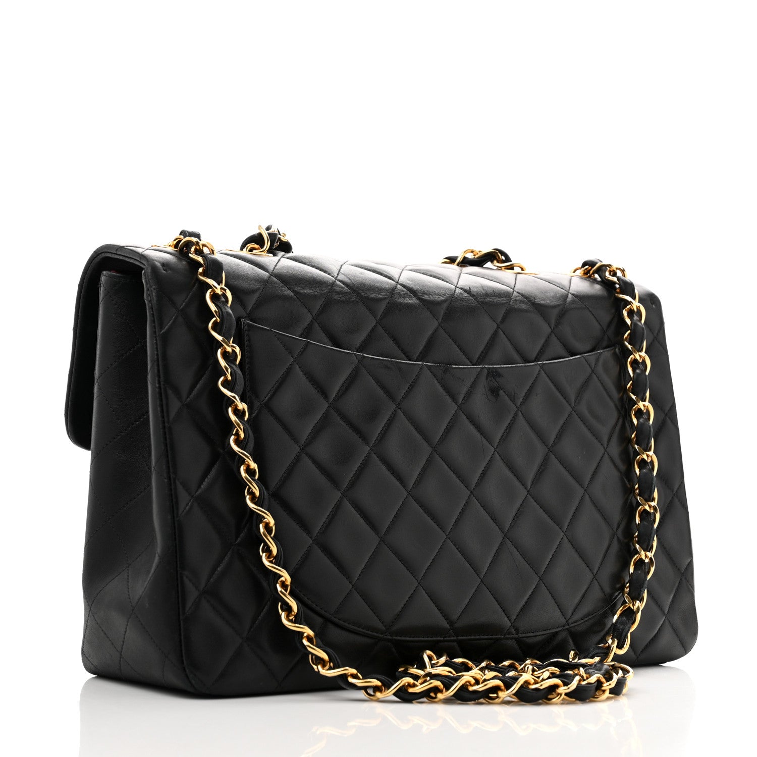 Chanel Lambskin Quilted XL Jumbo Single Flap Black 1682378