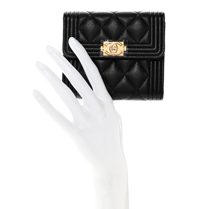 Chanel Caviar Quilted Compact Boy Wallet Black 2 of 10