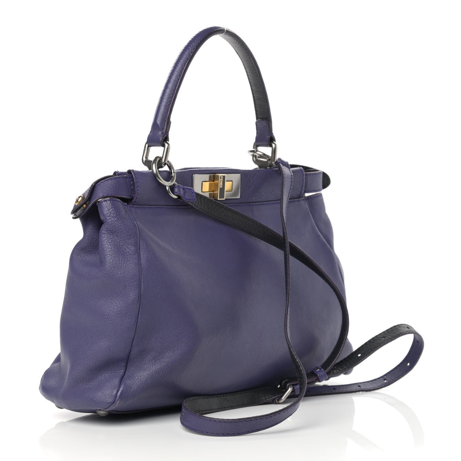 Fendi Goatskin Zucca Medium Peekaboo Iconic Satchel Purple 4 of 19