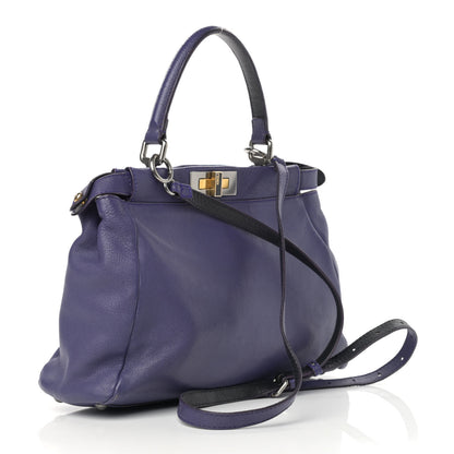 Fendi Goatskin Zucca Medium Peekaboo Iconic Satchel Purple 4 of 19