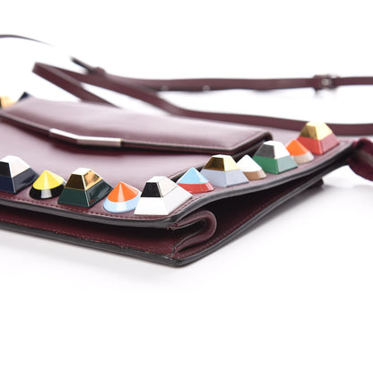 Fendi Vitello Dolce Studded Mini 2Jours Pouch Bordeaux Multicolor 10 of 10