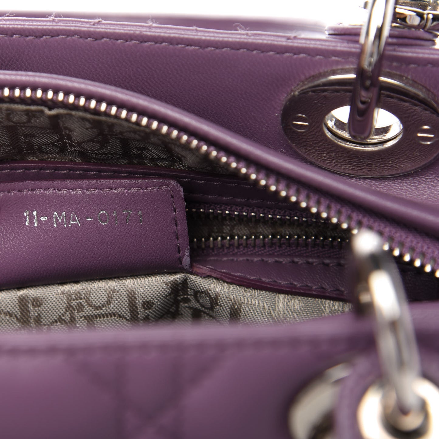 Lambskin Cannage Medium Lady Dior Purple