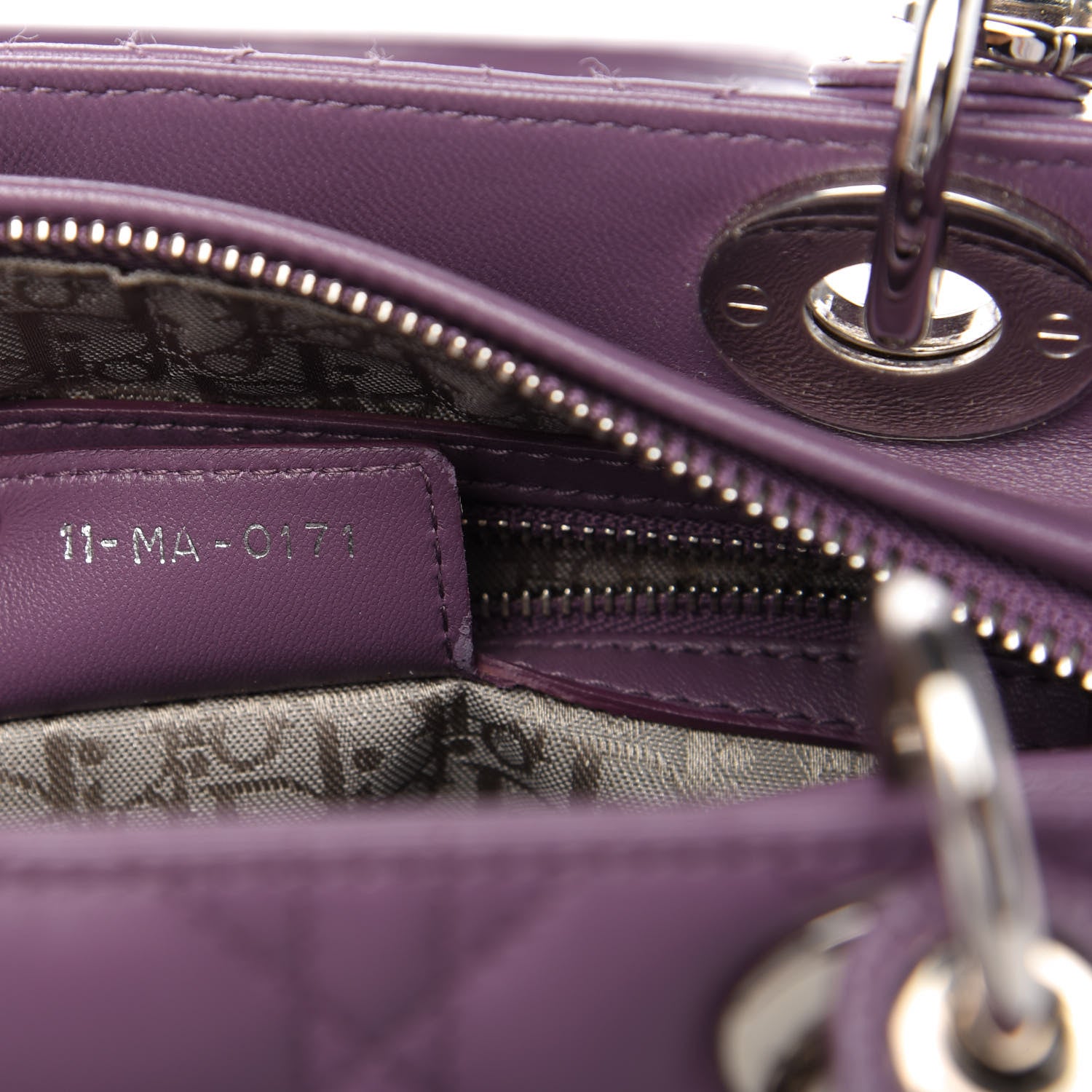 Christian Dior Lambskin Cannage Medium Lady Dior Purple 9 of 11