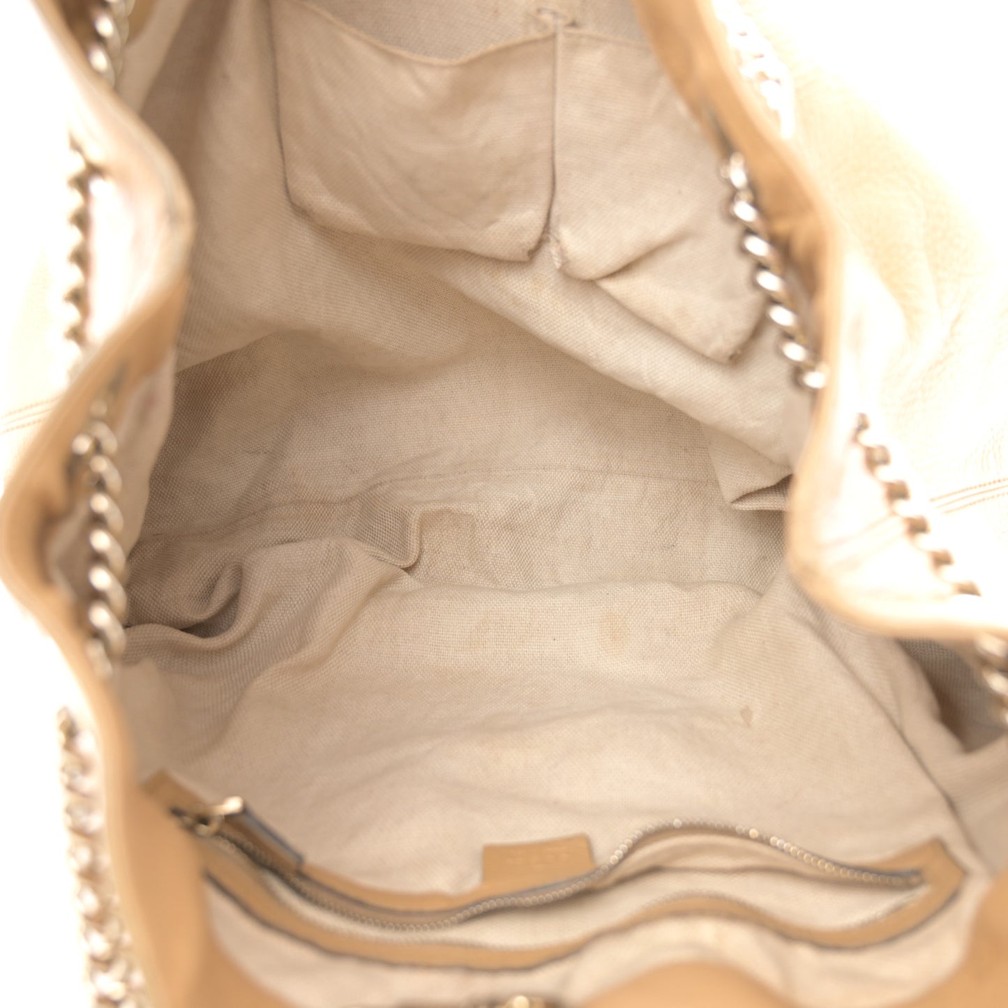 Pebbled Calfskin Large Soho Chain Shoulder Bag Nude