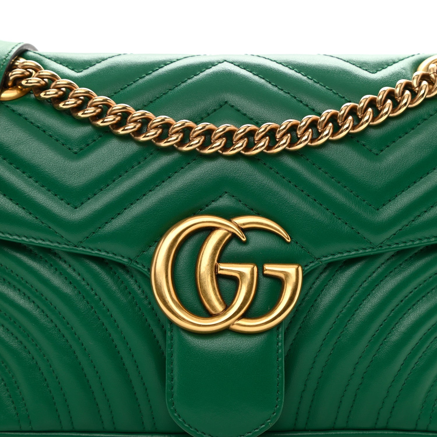Gucci Calfskin Matelasse Small GG Marmont Shoulder Bag Emerald Green 8 of 8