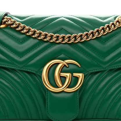 Gucci Calfskin Matelasse Small GG Marmont Shoulder Bag Emerald Green 8 of 8