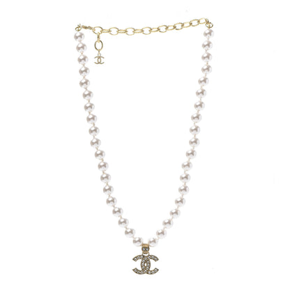 Chanel Pearl Crystal CC Short Necklace Gold 3 of 5