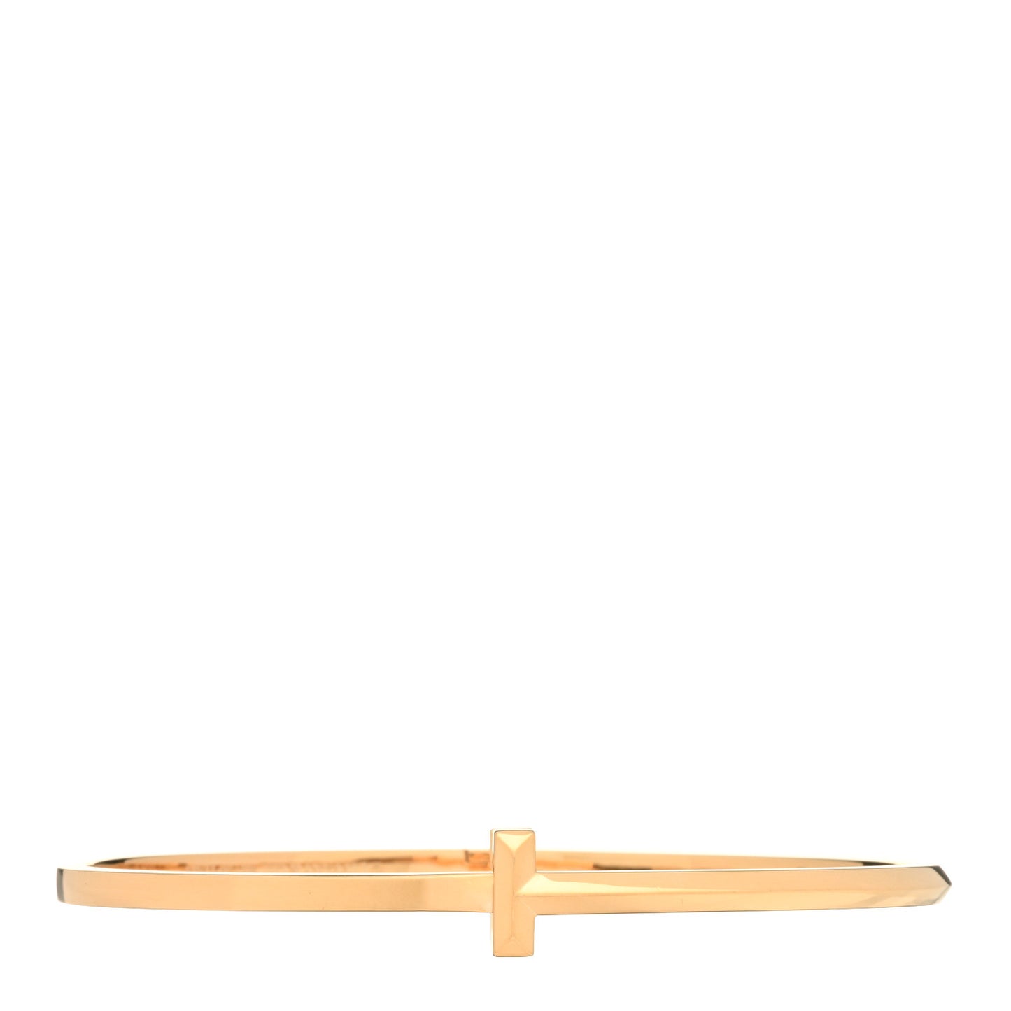 18K Rose Gold Narrow T T1 Hinged Bangle Bracelet