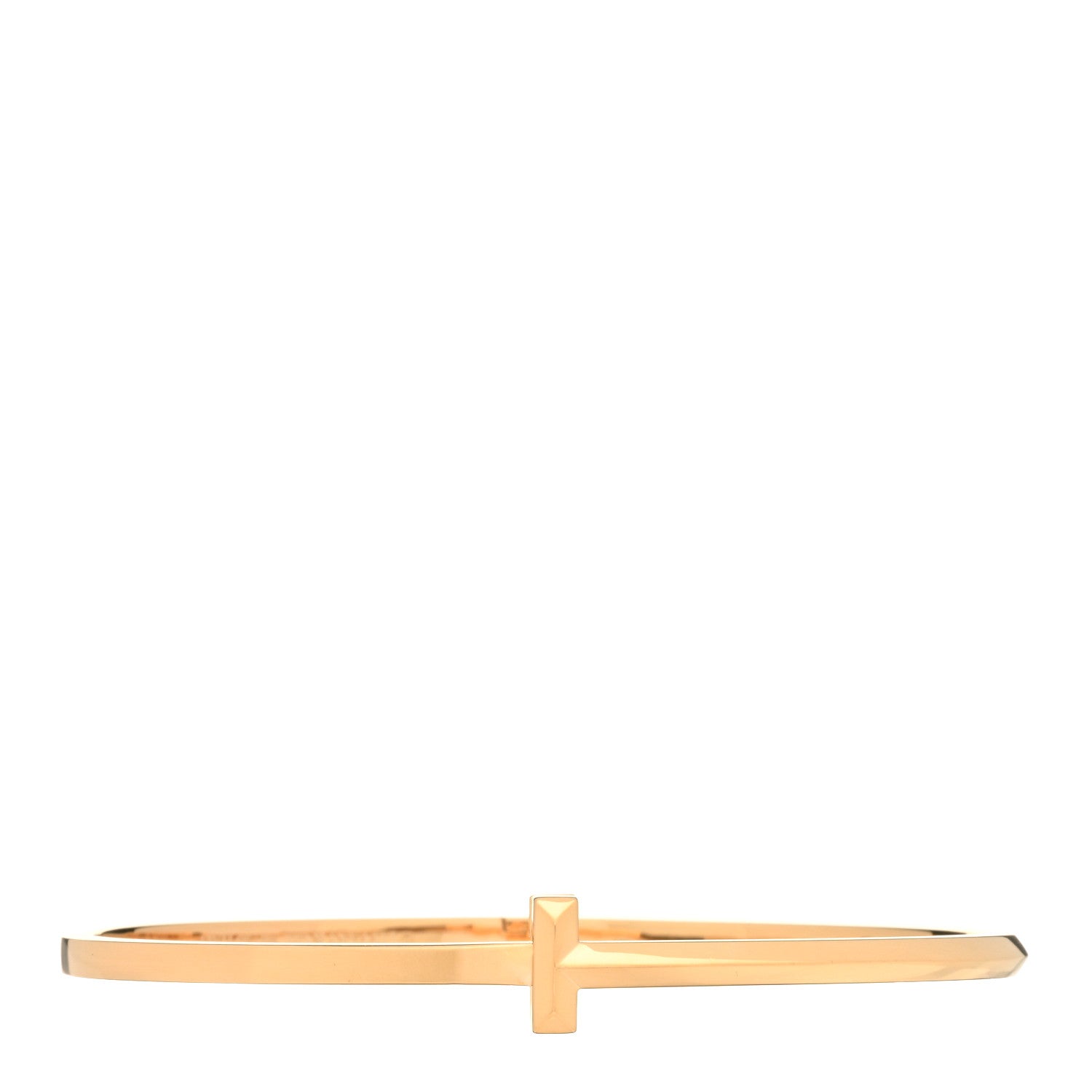 Tiffany 18K Rose Gold Narrow T T1 Hinged Bangle Bracelet 1 of 3