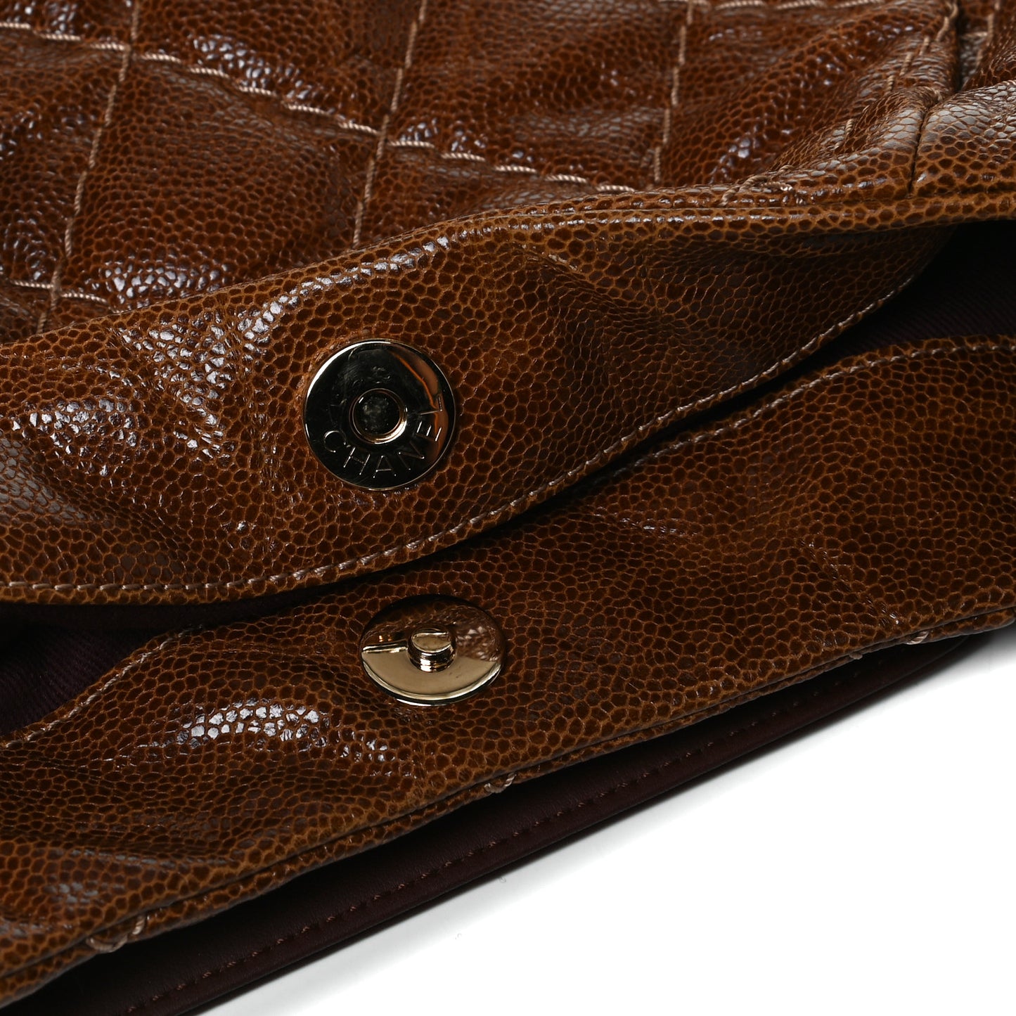 Crumpled Grained Calfskin Coco Pleats Hobo Brown