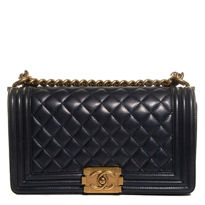 Chanel Lambskin Quilted Medium Boy Flap Pearly Black 1 of 8
