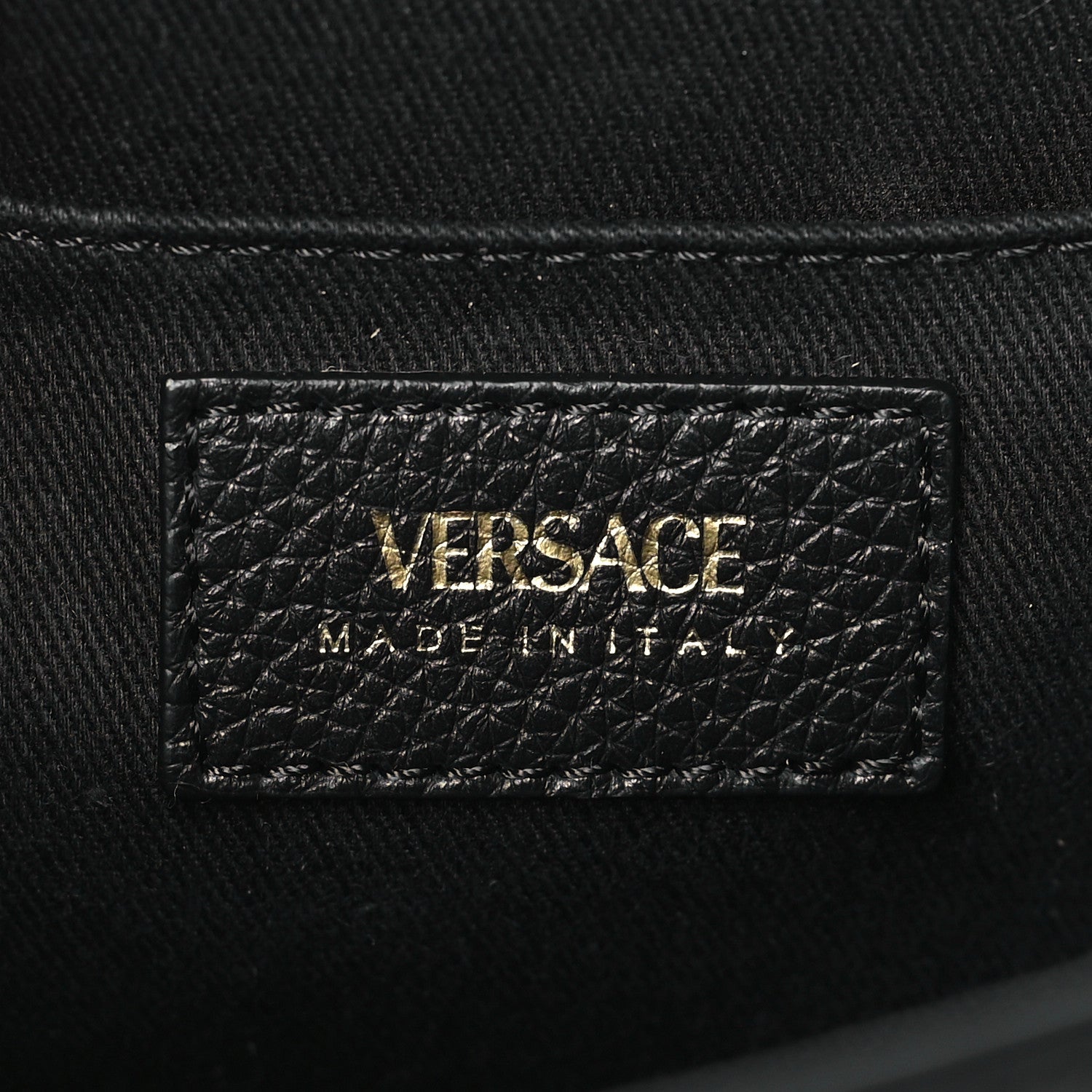 Versace Grainy Calfskin Virtus Chain Crossbody Black 6 of 8