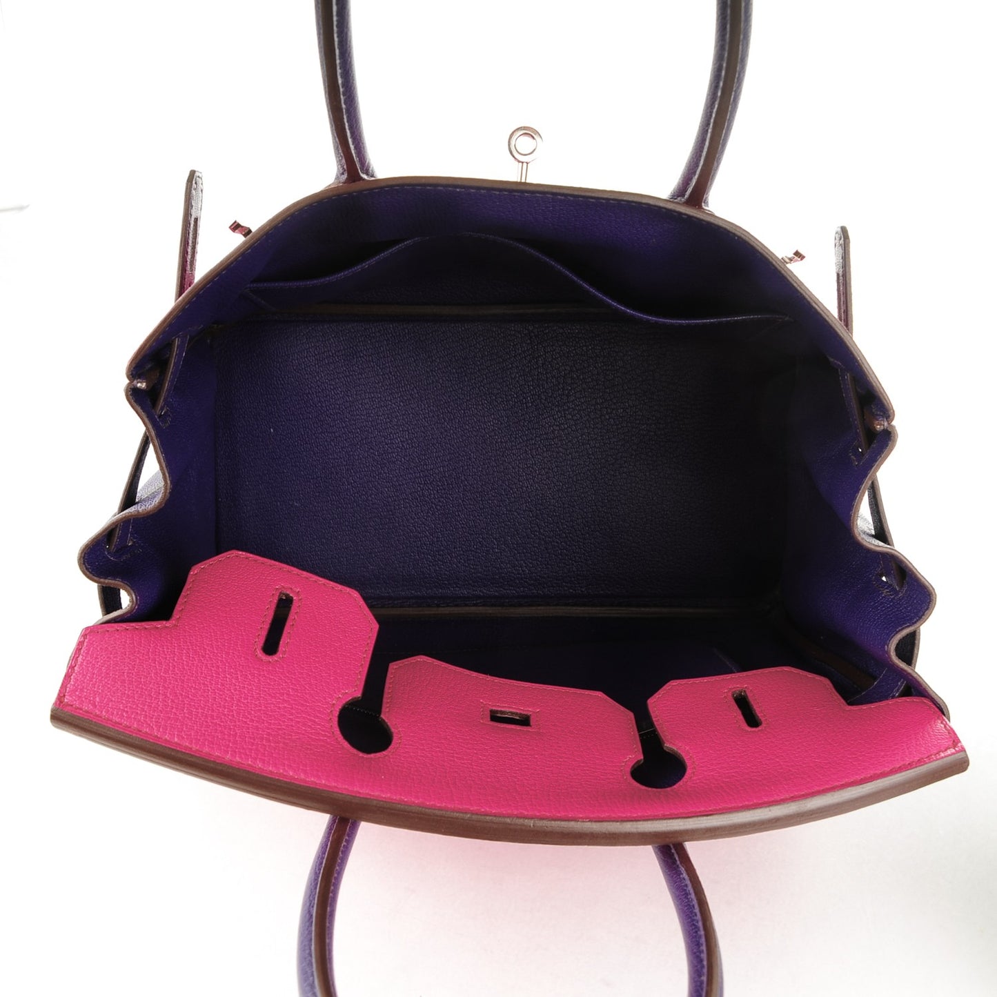 Chevre Bi-Color Horseshoe Birkin 30 Rose Shocking Iris
