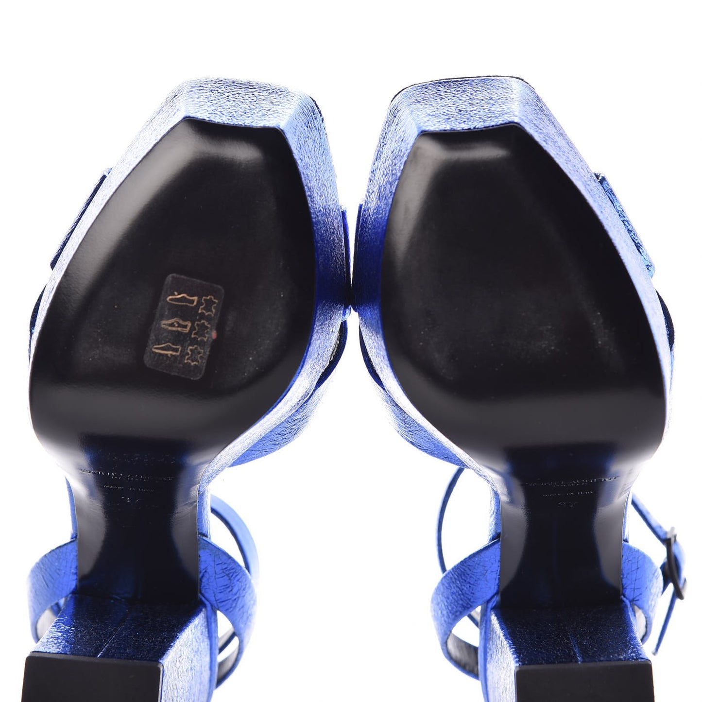Metallic Calfskin Farrah 80 Crisscross Platform Sandal 37 Blu