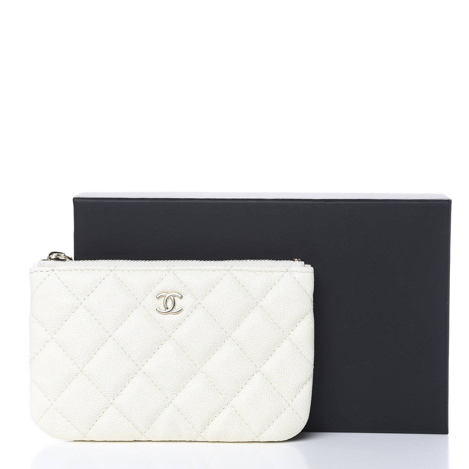 Chanel Caviar Quilted Small Cosmetic Case White 8 of 8