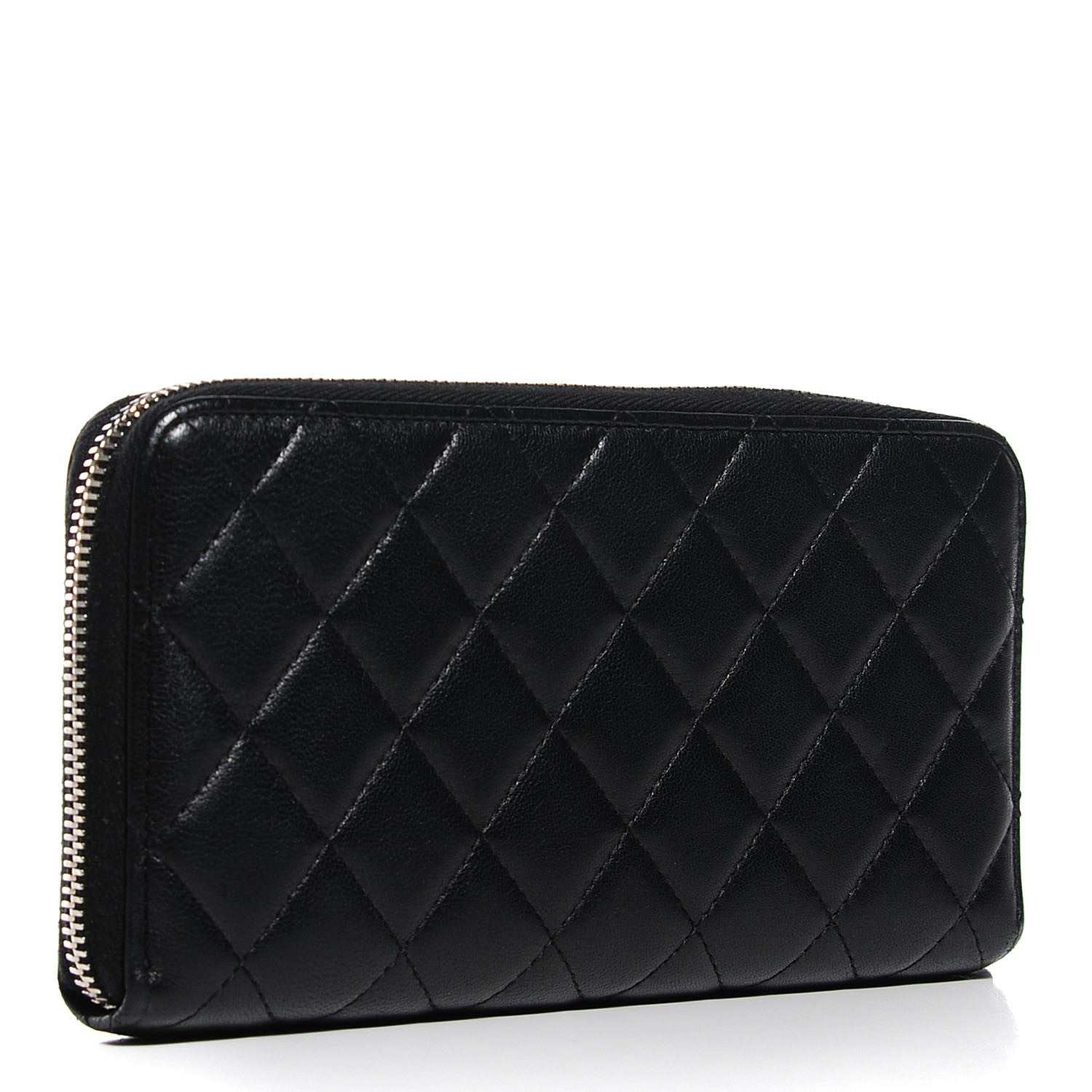 Chanel Lambskin Quilted Large Gusset Zip Around Wallet Black 3 of 9