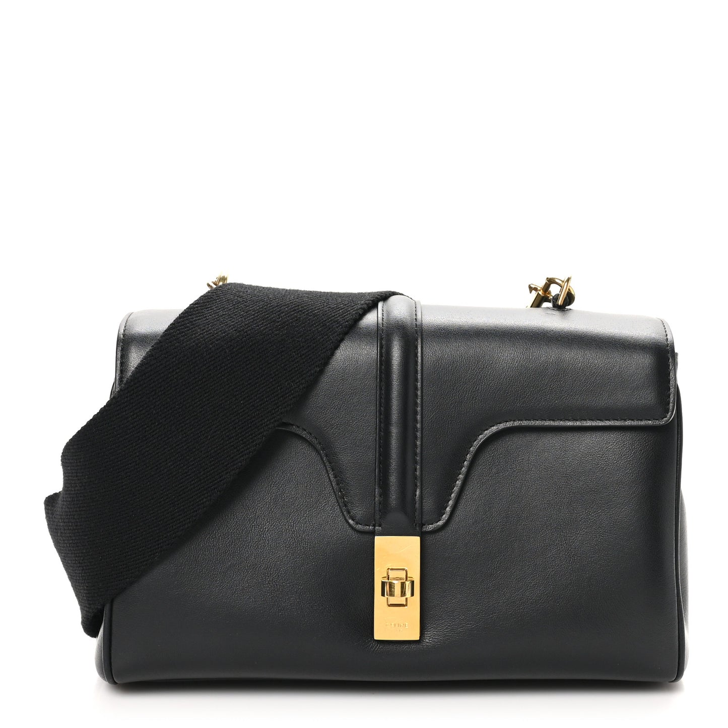 Grained Calfskin Teen Soft 16 Shoulder Bag Black