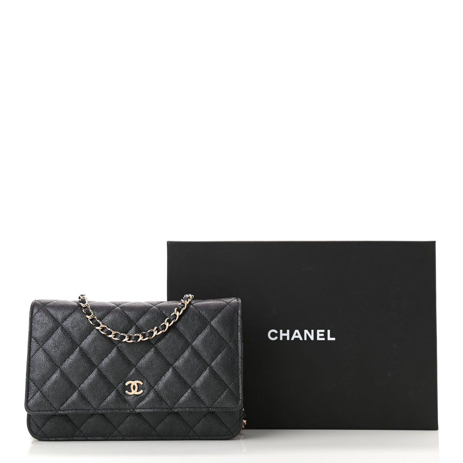 Chanel Iridescent Caviar Quilted Wallet On Chain WOC Black 12 of 12