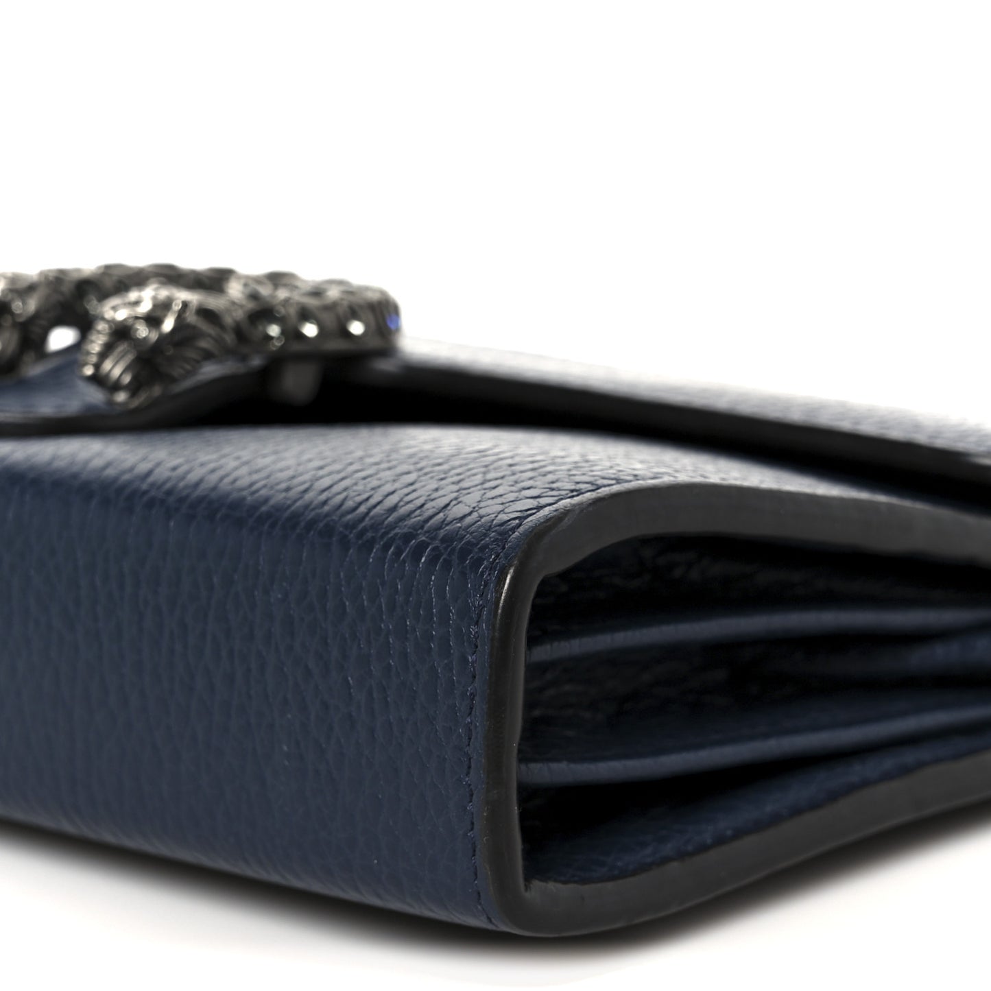 Dollar Calfskin Crystal Mini Dionysus Chain Wallet Blue Agata Black Diamond