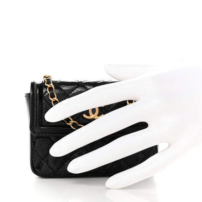 Chanel Shiny Aged Calfskin Quilted Waist Belt Bag Black 2 of 10