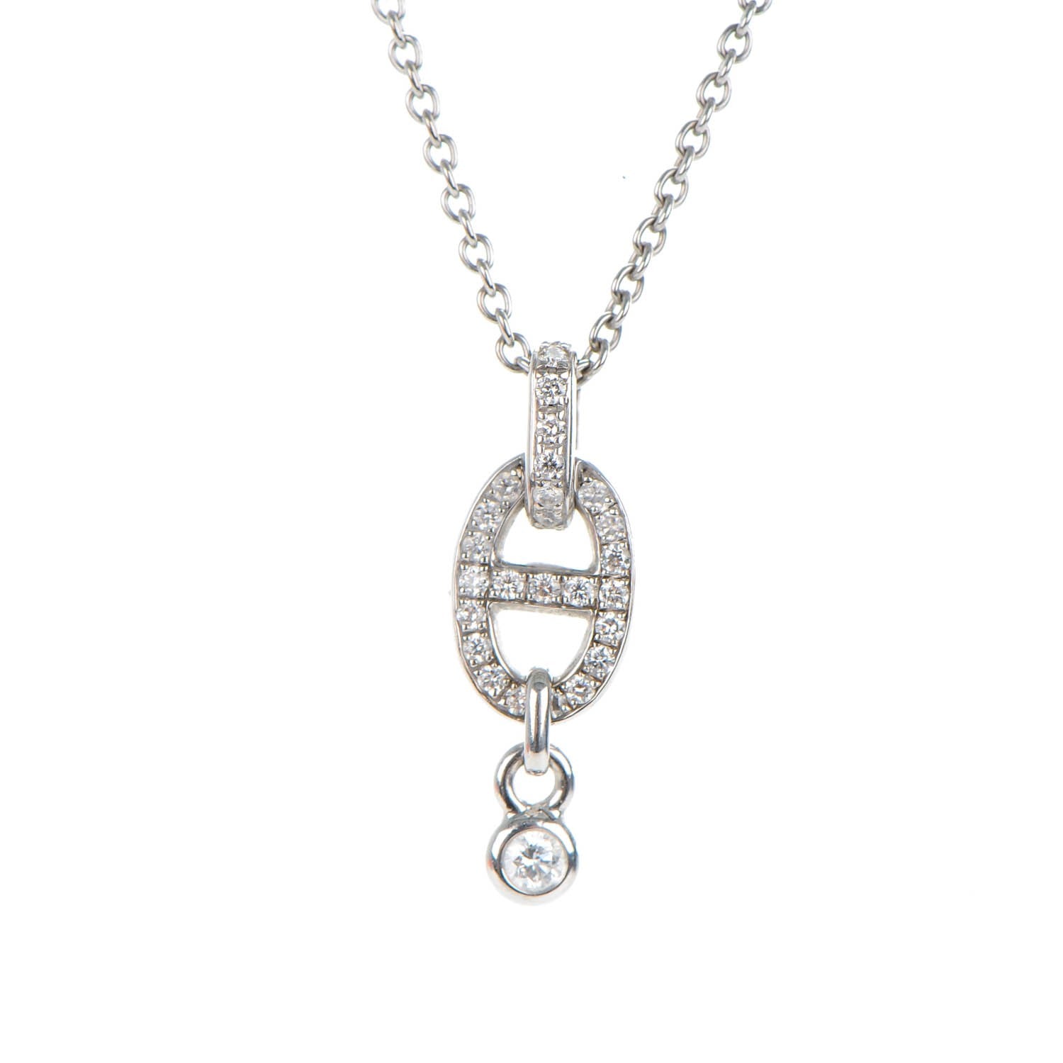 Hermes 18K White Gold Diamond PM Chaine d'Ancre Enchainee Necklace 3 of 6