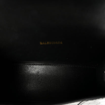 Balenciaga Shiny Calfskin Crocodile Embossed Hourglass Top Handle Bag XS Black 5 of 11