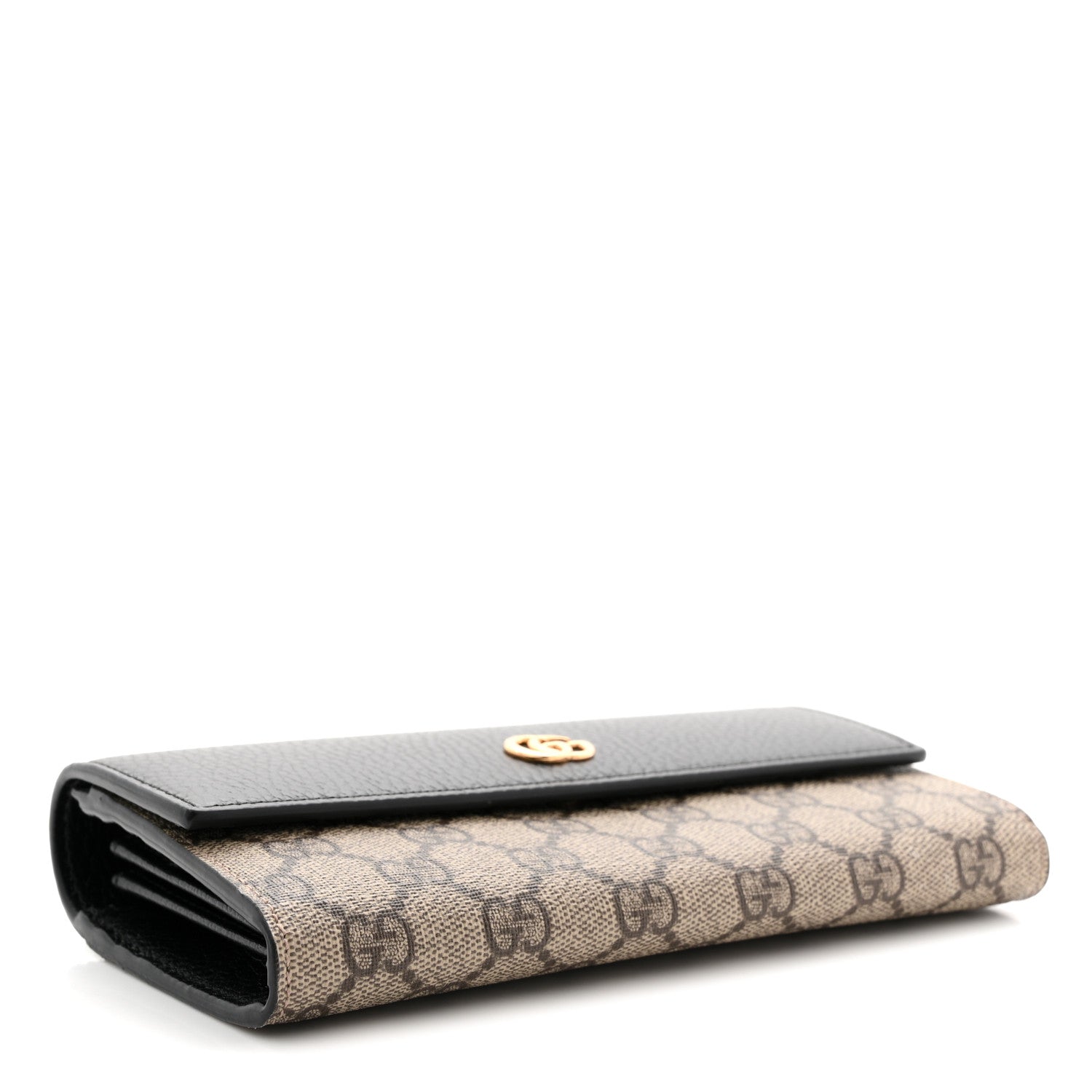 Gucci Dollar Calfskin GG Supreme Monogram GG Marmont Continental Wallet Black Beige Ebony 4 of 9